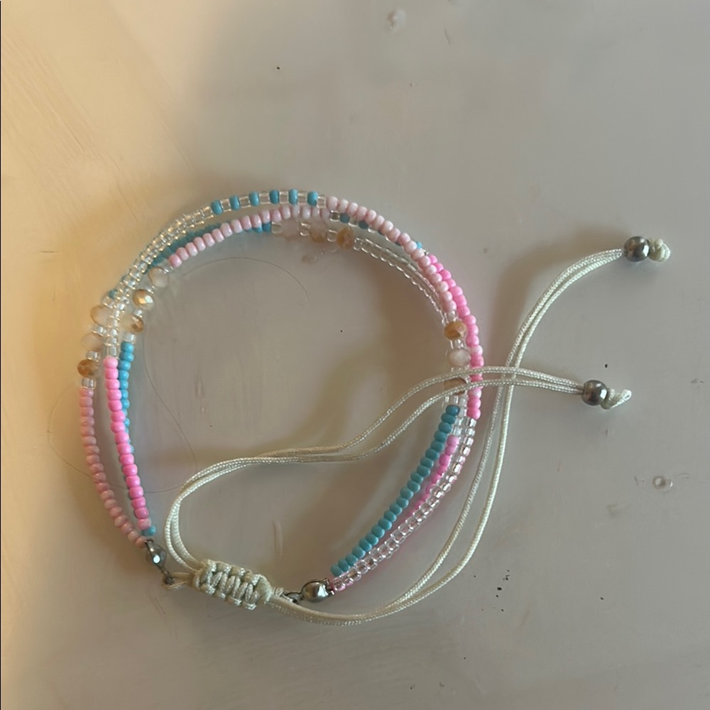 Pink and Blue Adjustable Friendship Bracelet